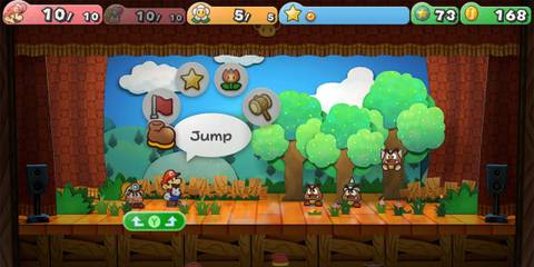 Mario selecting a jump command - Paper Mario: The Thousand-Year Door