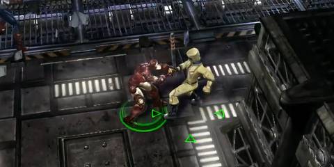 Iron Man fighting an AIM Soldier in Marvel Ultimate Alliance