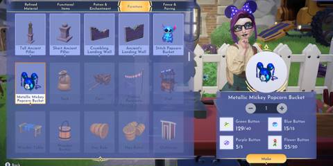 Metallic Mickey Popcorn Bucket in Disney Dreamlight Valley