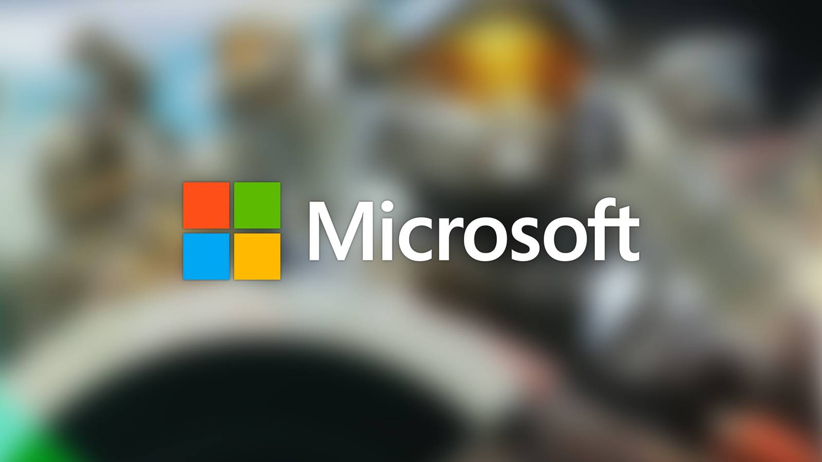 Microsoft logo on abstract blurred background