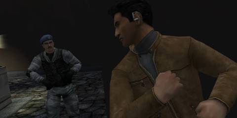 Ethan Hunt hiding from a soldier in Mission: Impossible - Operation Surma