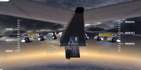 Ethen Hunt skydiving toward a plane in Mission: Impossible - Operation Surma