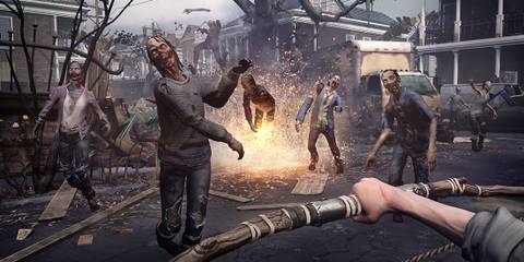 Player using bow against walkers