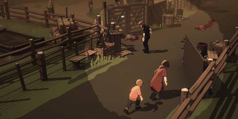 Anling and Cody sneaking past a zombie