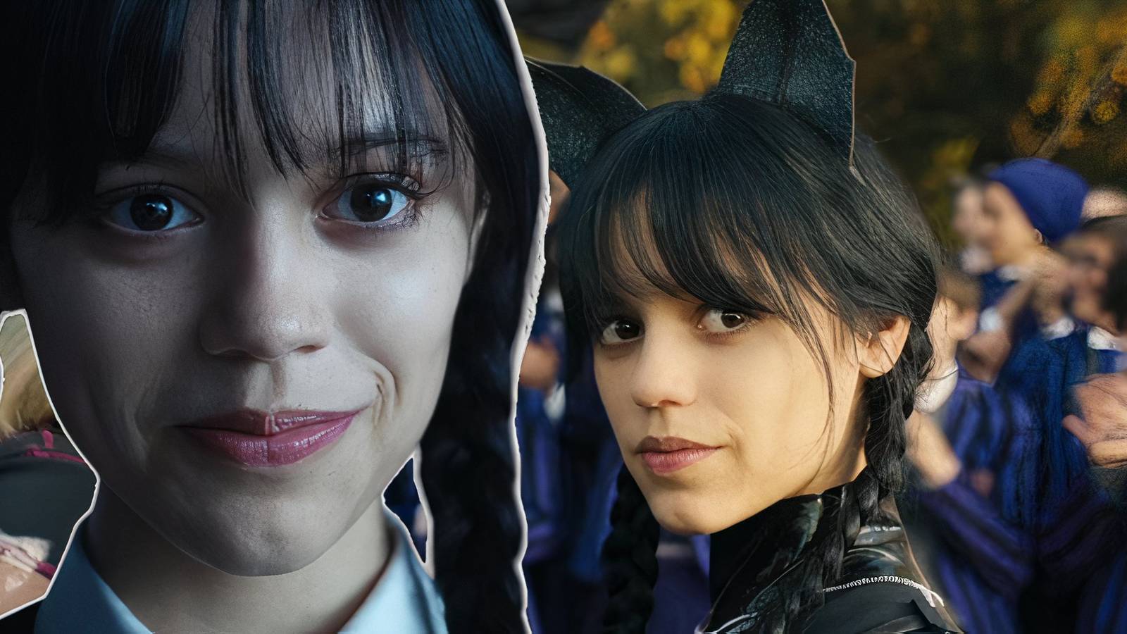 Wednesday Addams smiling in Wednesday.