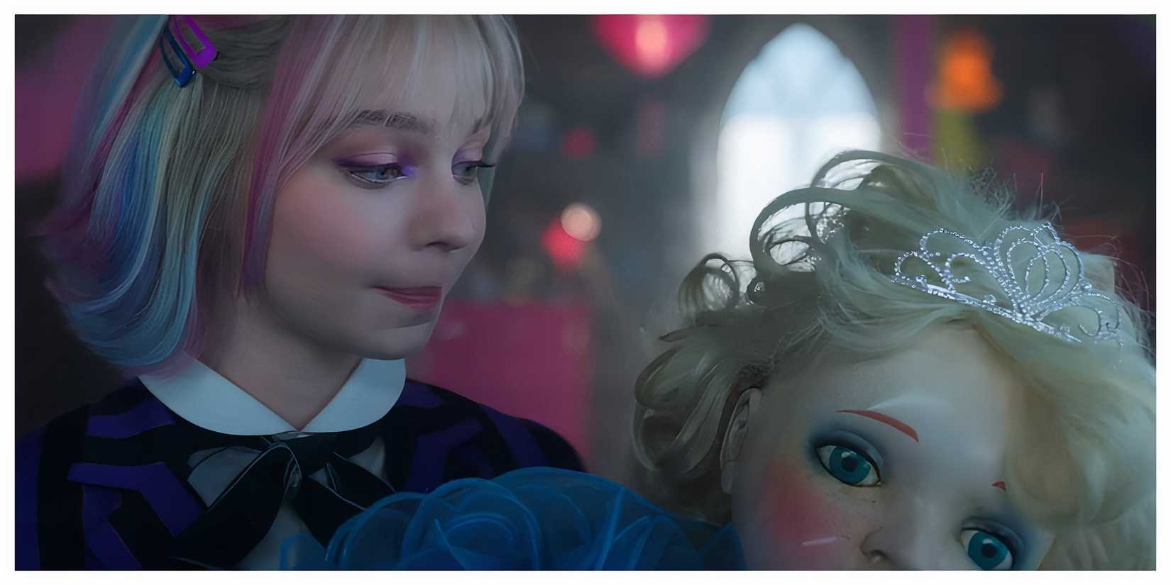 Wednesday gifts Enid a doll in Wednesday.