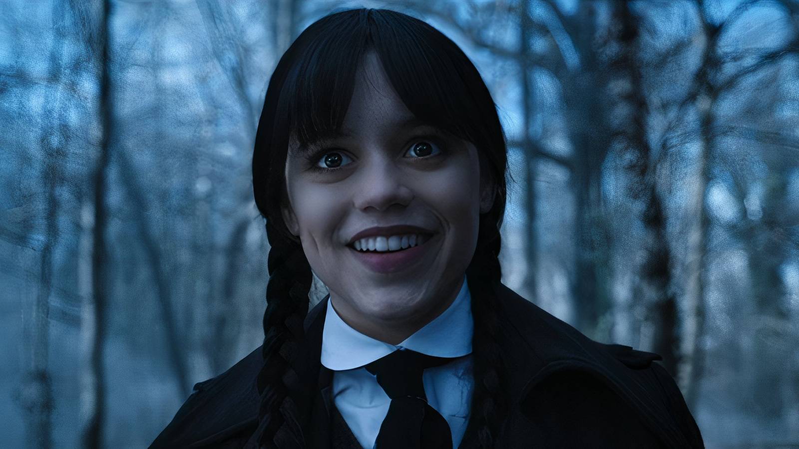 Wednesday smiles when she sees Uncle Fester in Wednesday.