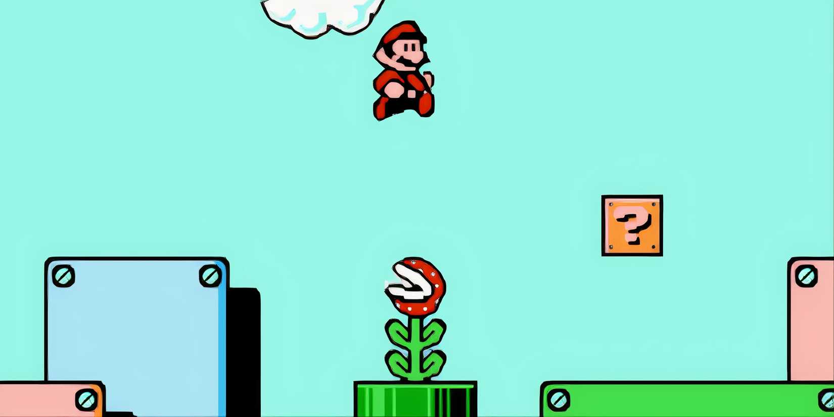Super Mario Bros. 3 - mario jumps over piranha plant
