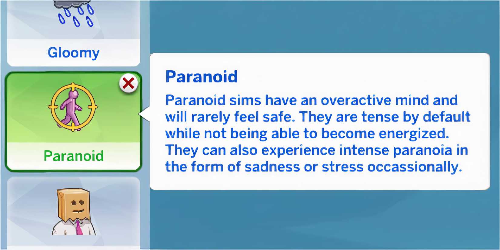 Paranoid trait - sims 4