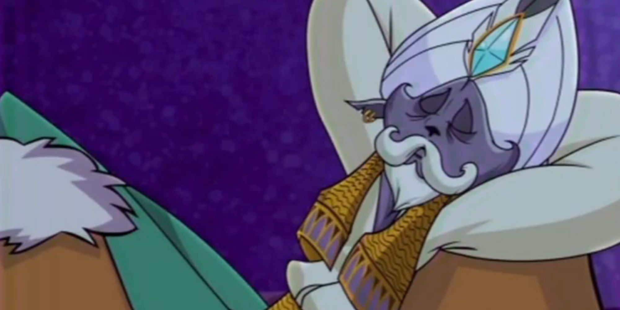 Sly's ancestor, Salim Al-Kupar, reclining atop a camel