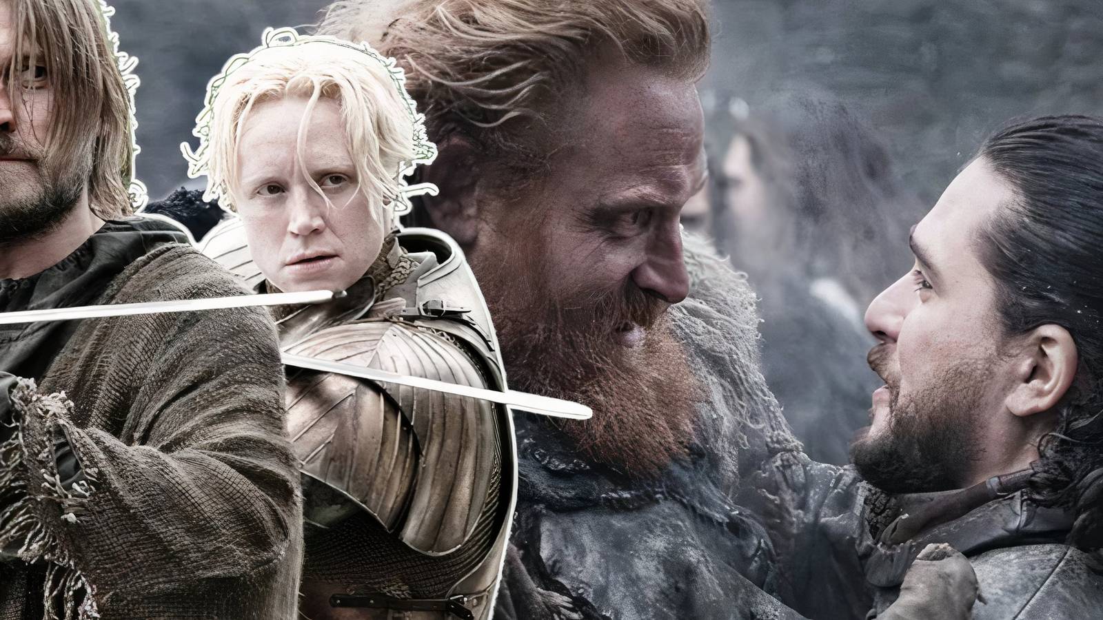 Jaime and Brienne and Tormund and Jon in Game of Thrones.