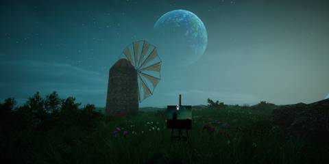 Eastshade Painting a Windmill and the Night Sky