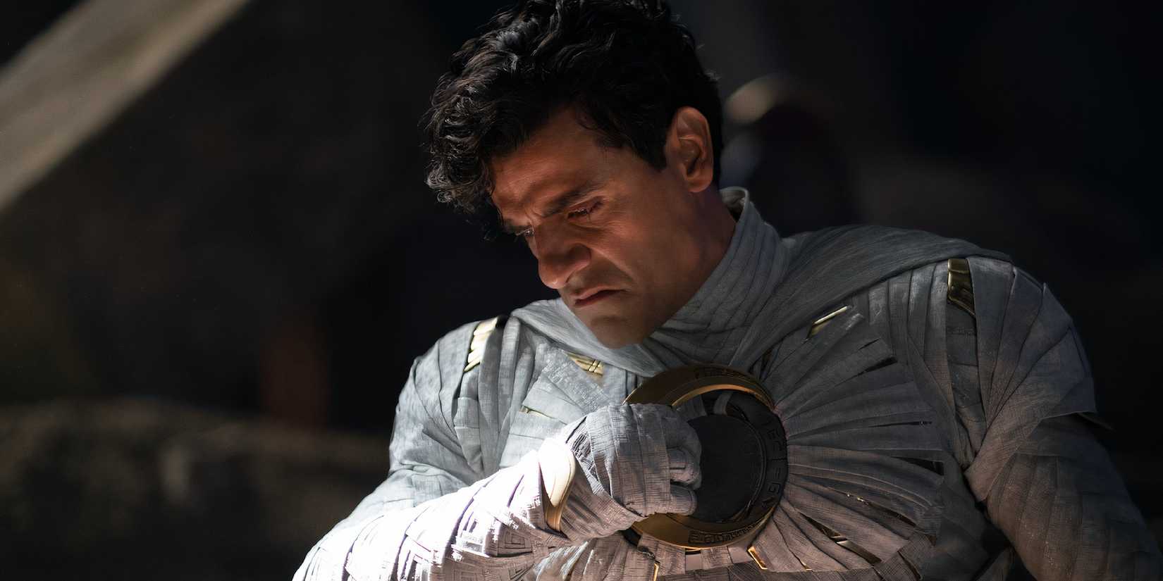 Marc Spector suiting up in Moon Knight