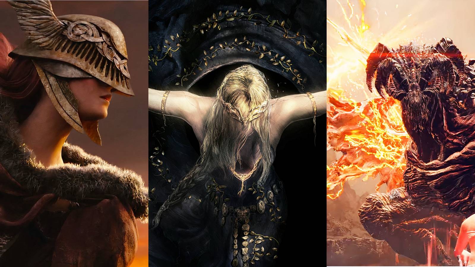 Feature image depicting Malenia, Marika, and Bayle