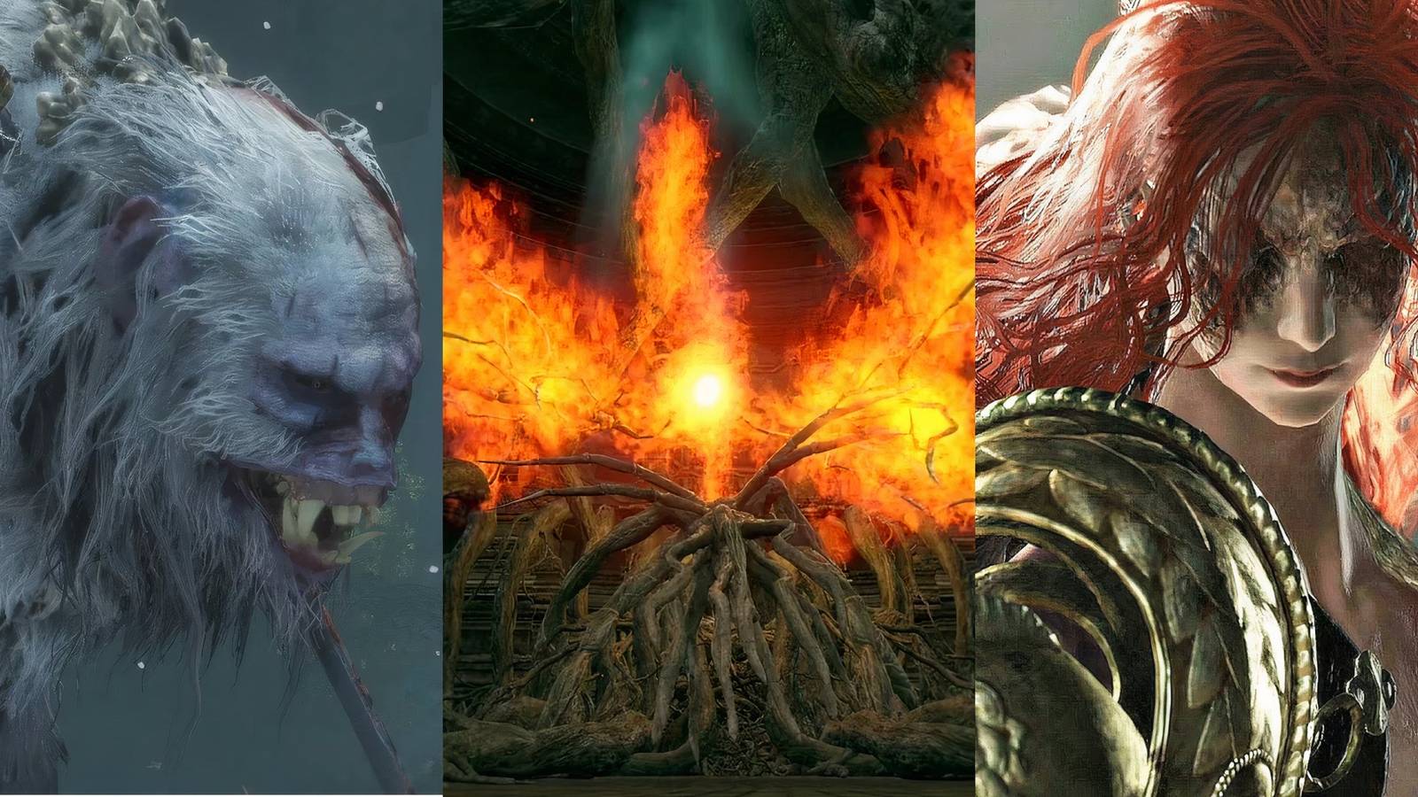 Feature image depicting Guardian Ape, Bed of Chaos, and Malenia