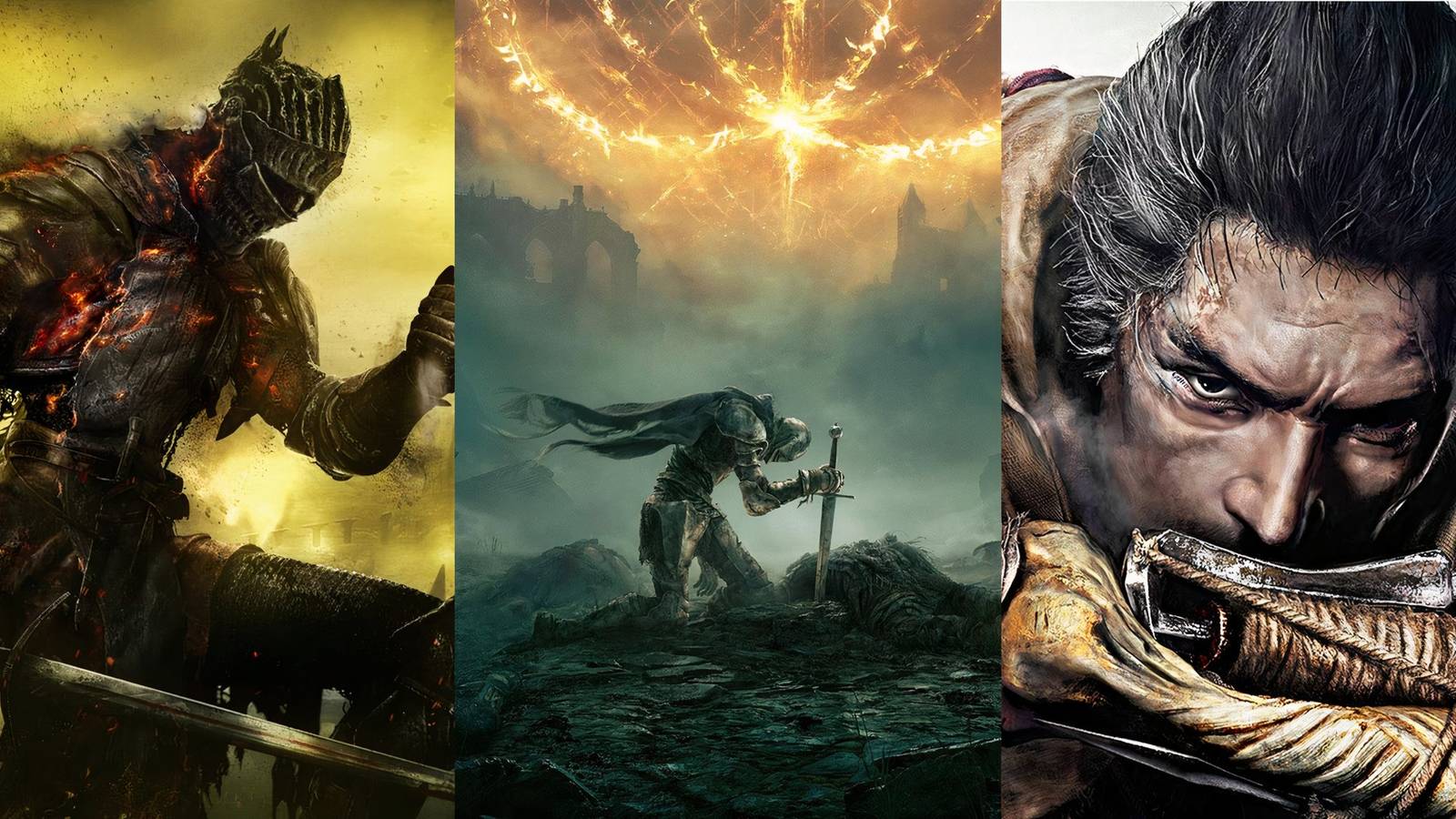 Feature image depicting Dark Souls 3, Elden Ring, and Sekiro