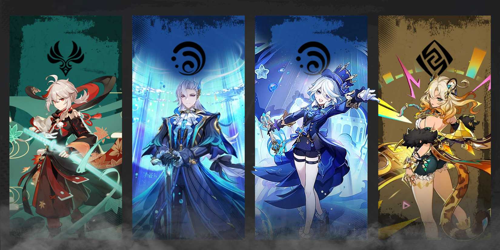 neuvillette-furina-xilonen-and kazuha team composition in genshin impact