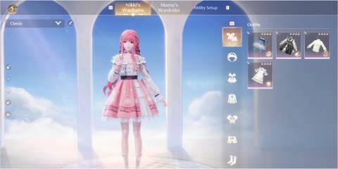 Nikki’s wardrobe menu in Infinity Nikki