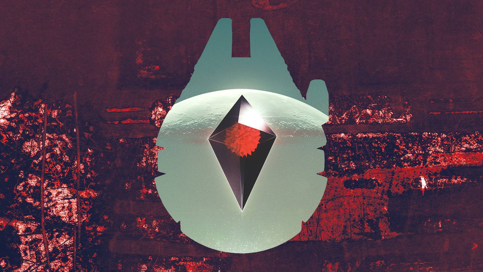 No Man's Sky logo inside Star Warts Millennium Falcon shape