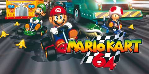 Official art of Mario Kart 64.