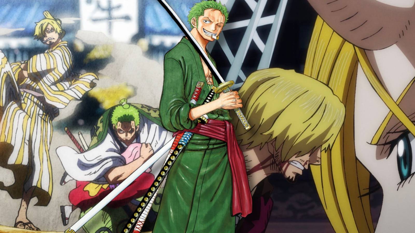 A collage of different things Sanji can't do, but that Roronoa Zoro can do - One Piece