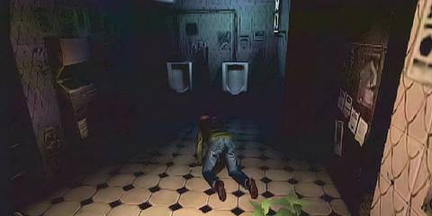 Outbreak Yoko on all fours in bathroom in Resident Evil Outbreak