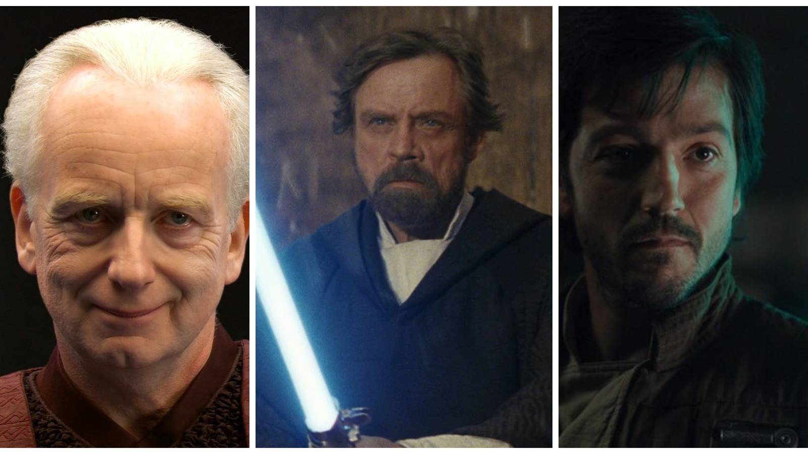 palpatine, luke skywalker, cassian andor