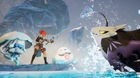 A character fishing in Palworld's Tides of Terraria update