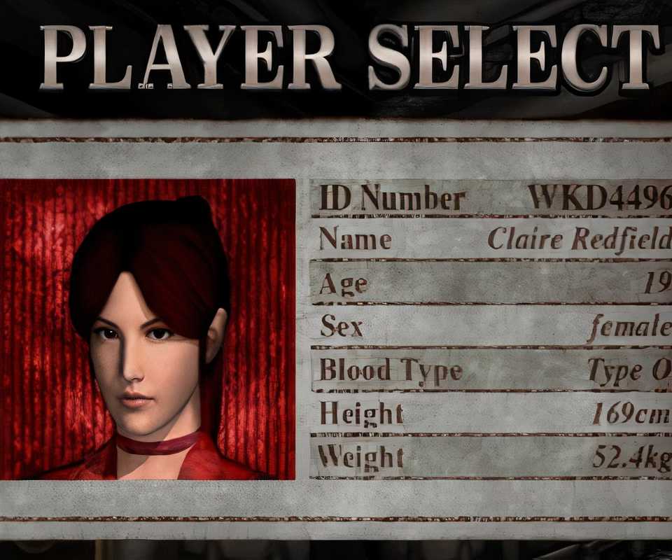 Layar pilih pemain di Resident Evil Survivor 2 Code Veronica