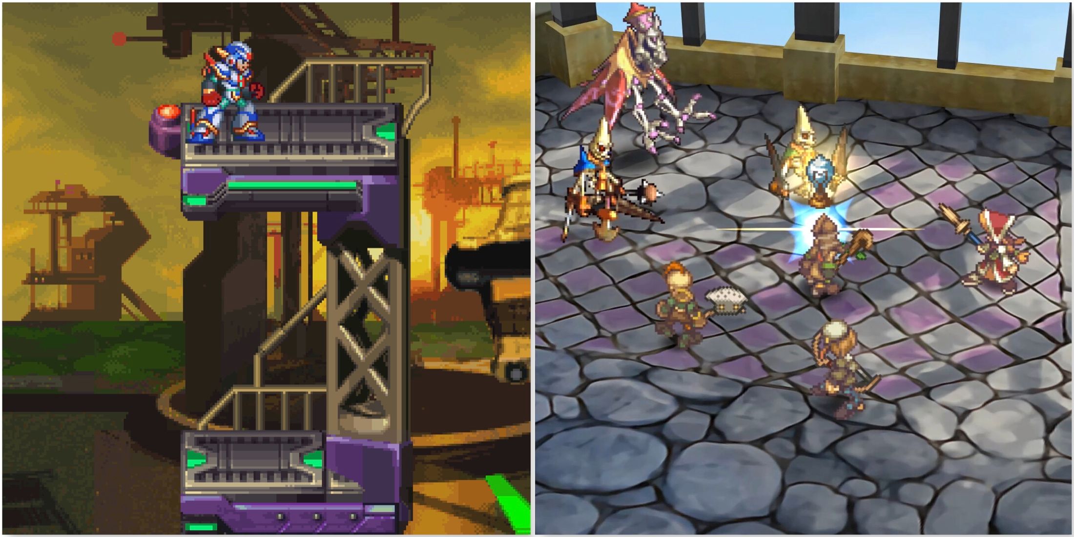 Playing as Mega Man in Mega Man X4 and Fighting a battle in SaGa Frontier 2