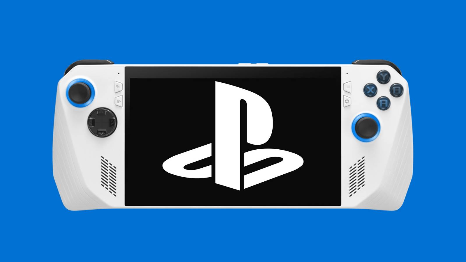 PlayStation logo emblem on Asus Rog Ally 2023 model 2x1 composite