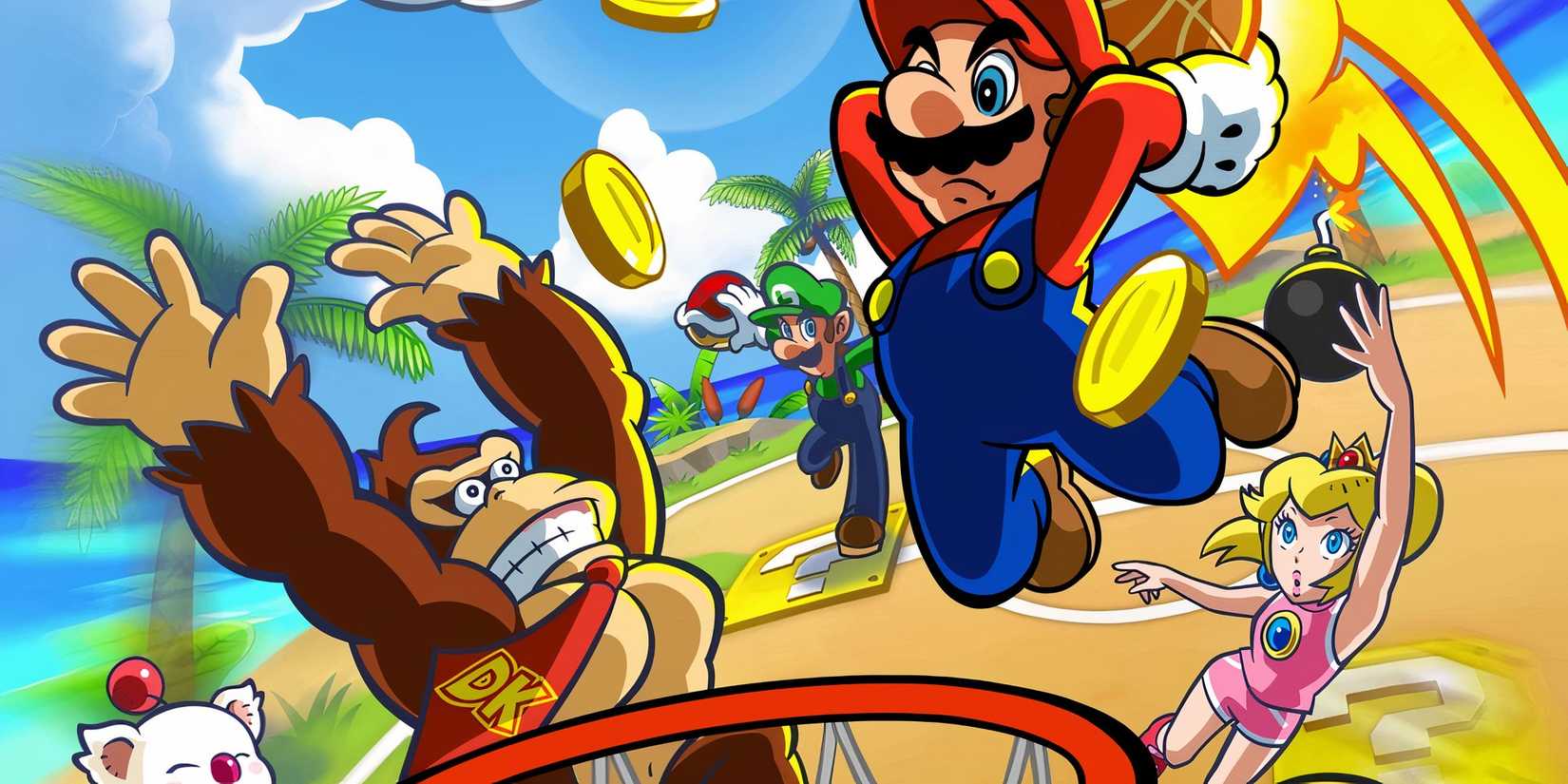 Promo art featuring characters in Mario Hoops 3-on-3