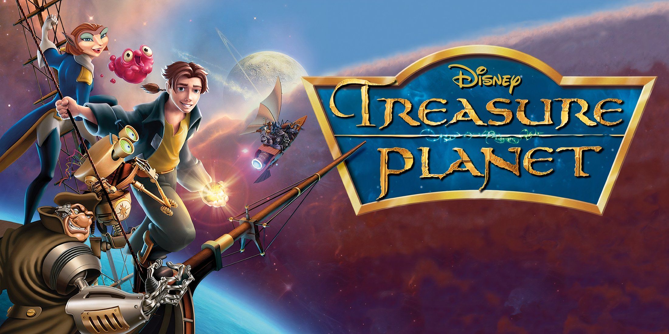 Arte de promoción con personajes en Treasure Planet