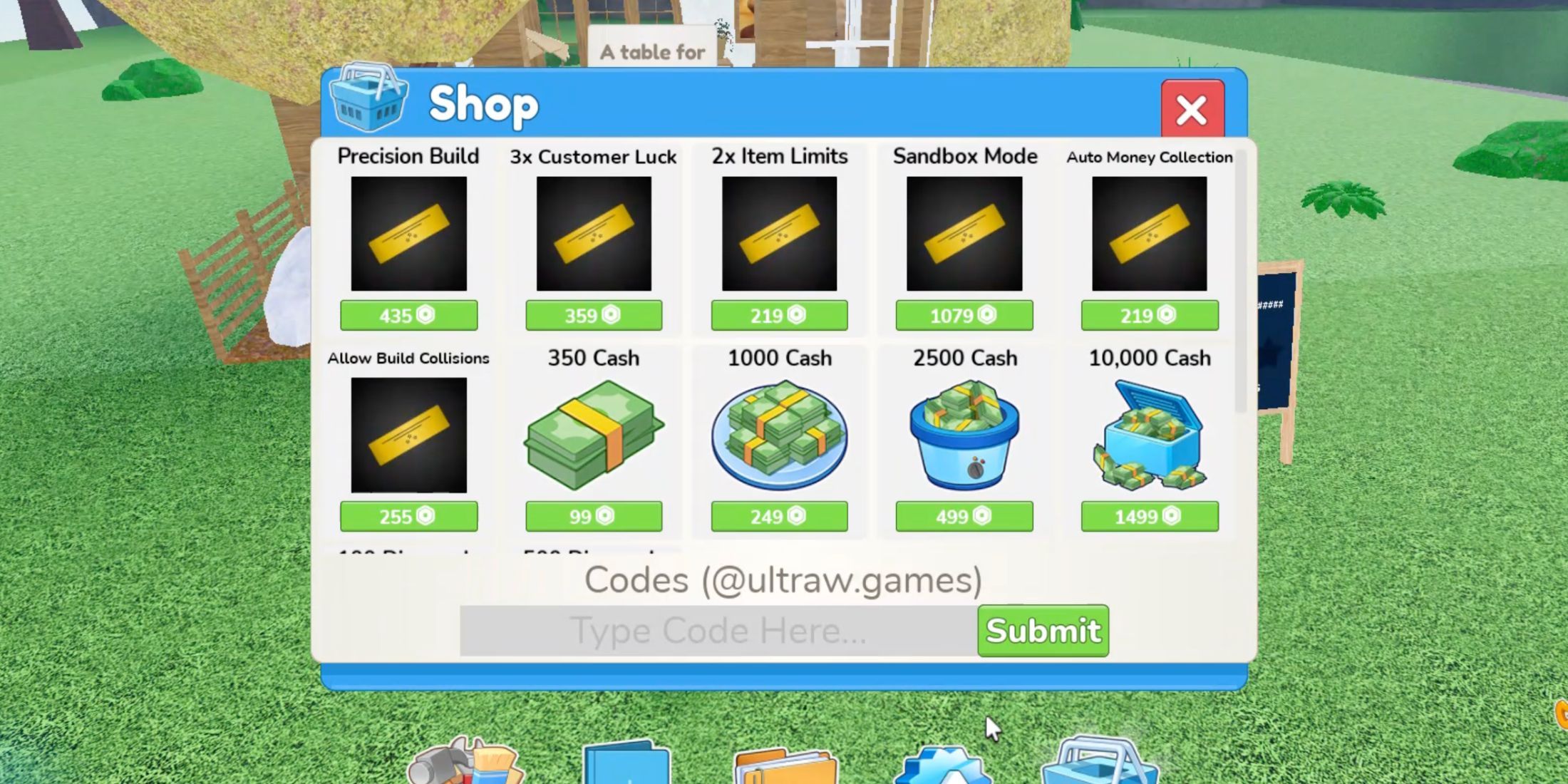 Restaurant Tycoon 3 the codes tab