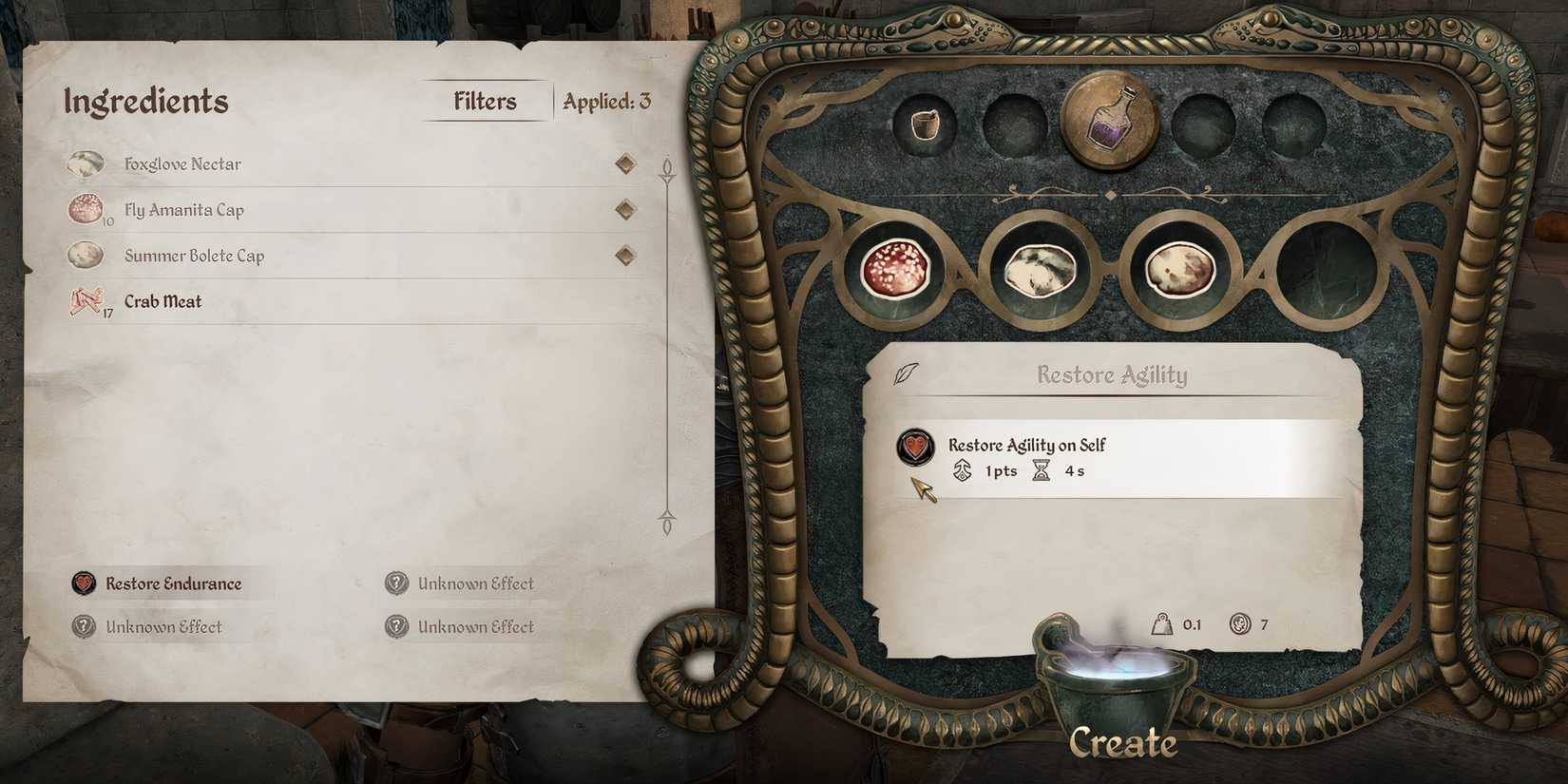 restore agility on self novice recipe oblivion