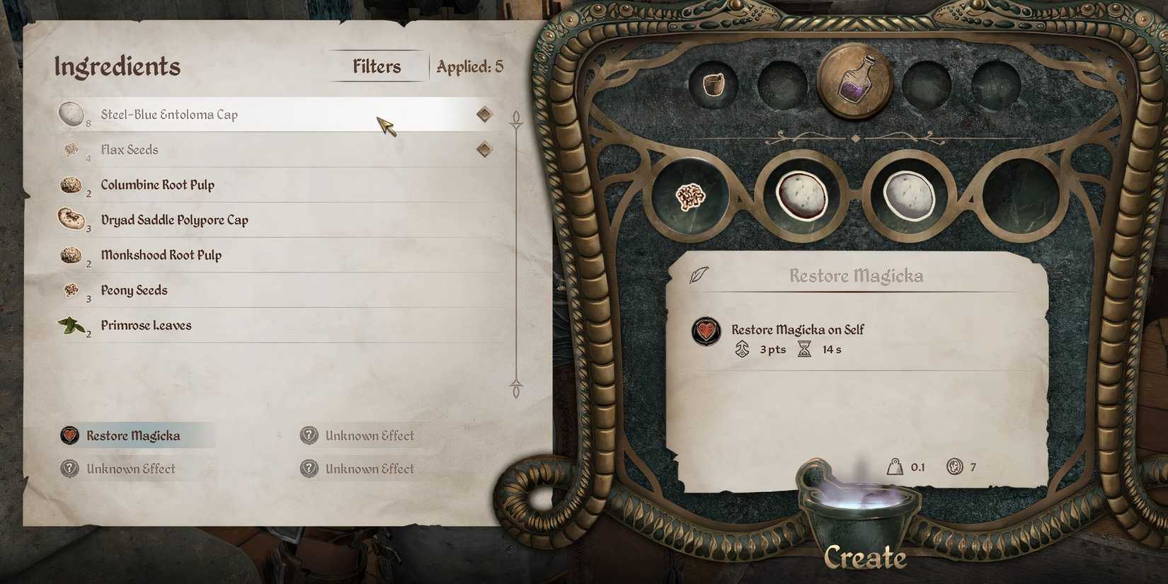 restore magicka on self novice recipe oblivion