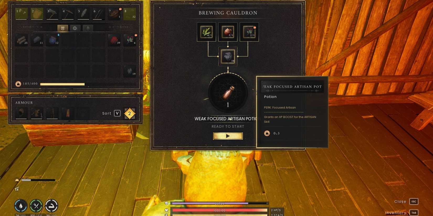 runescape dragonwilds brewing potions in cauldron