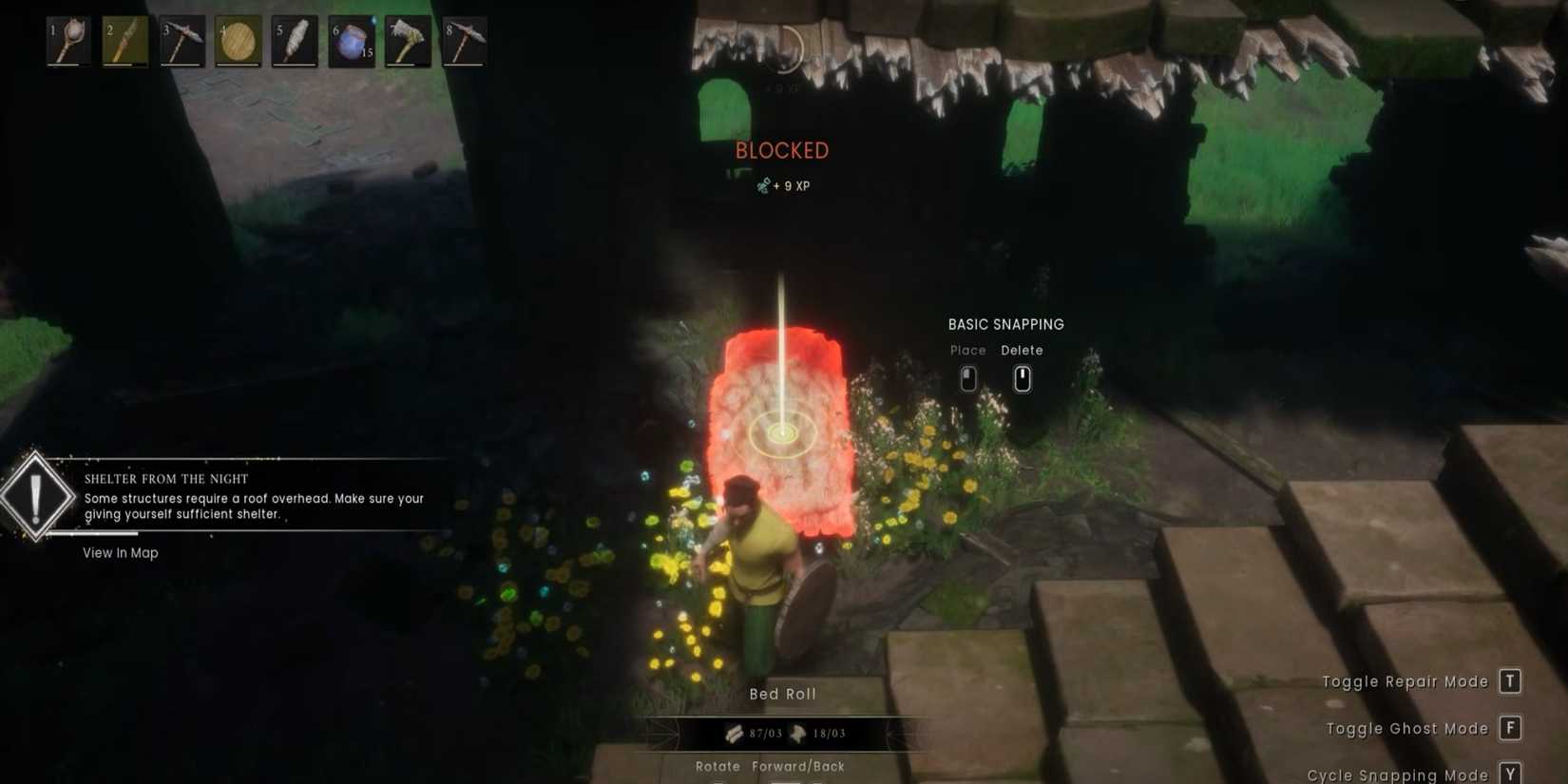 Runescape Dragonwilds placing a bed