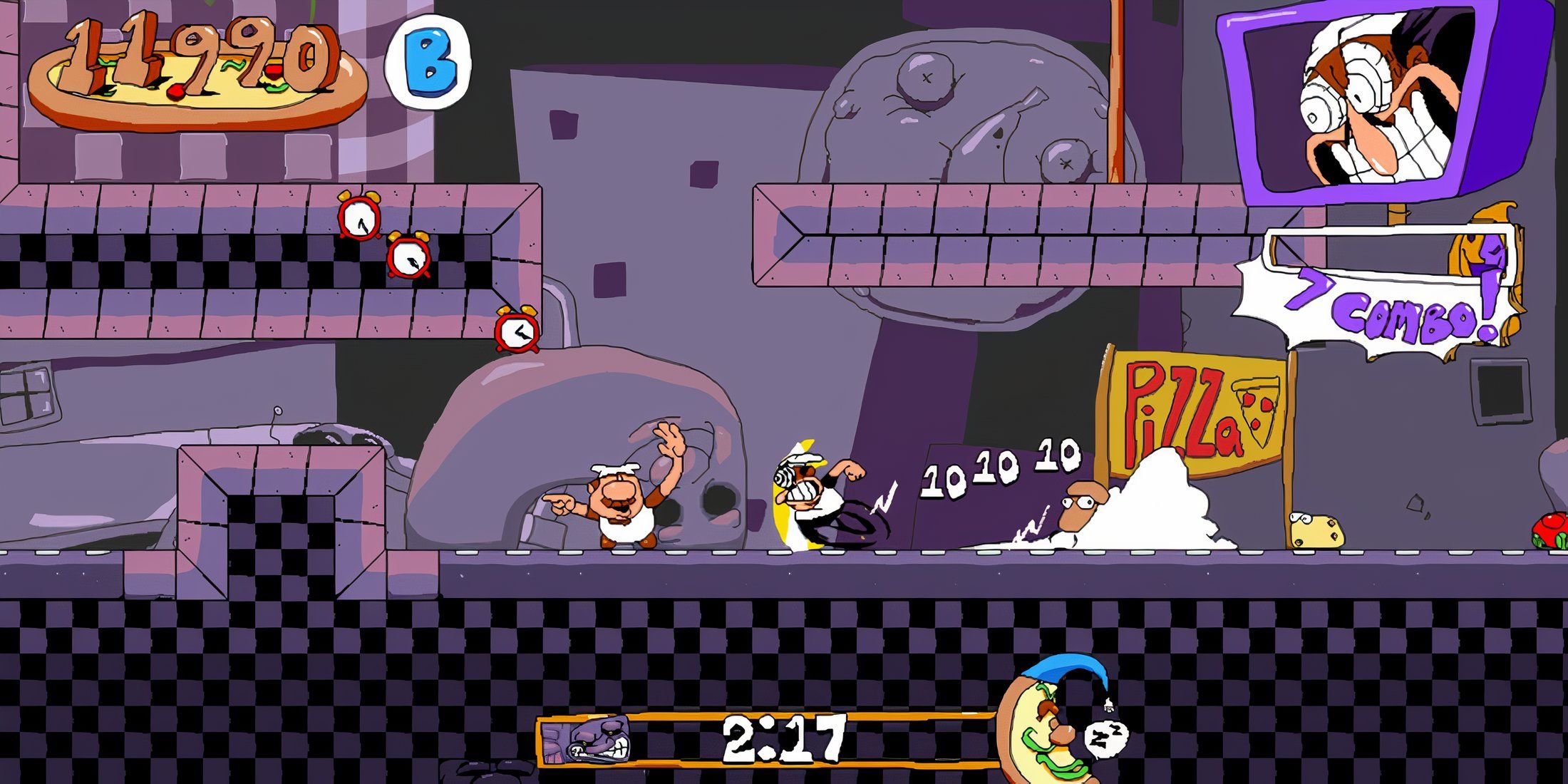 Running in a level in Pizza Tower