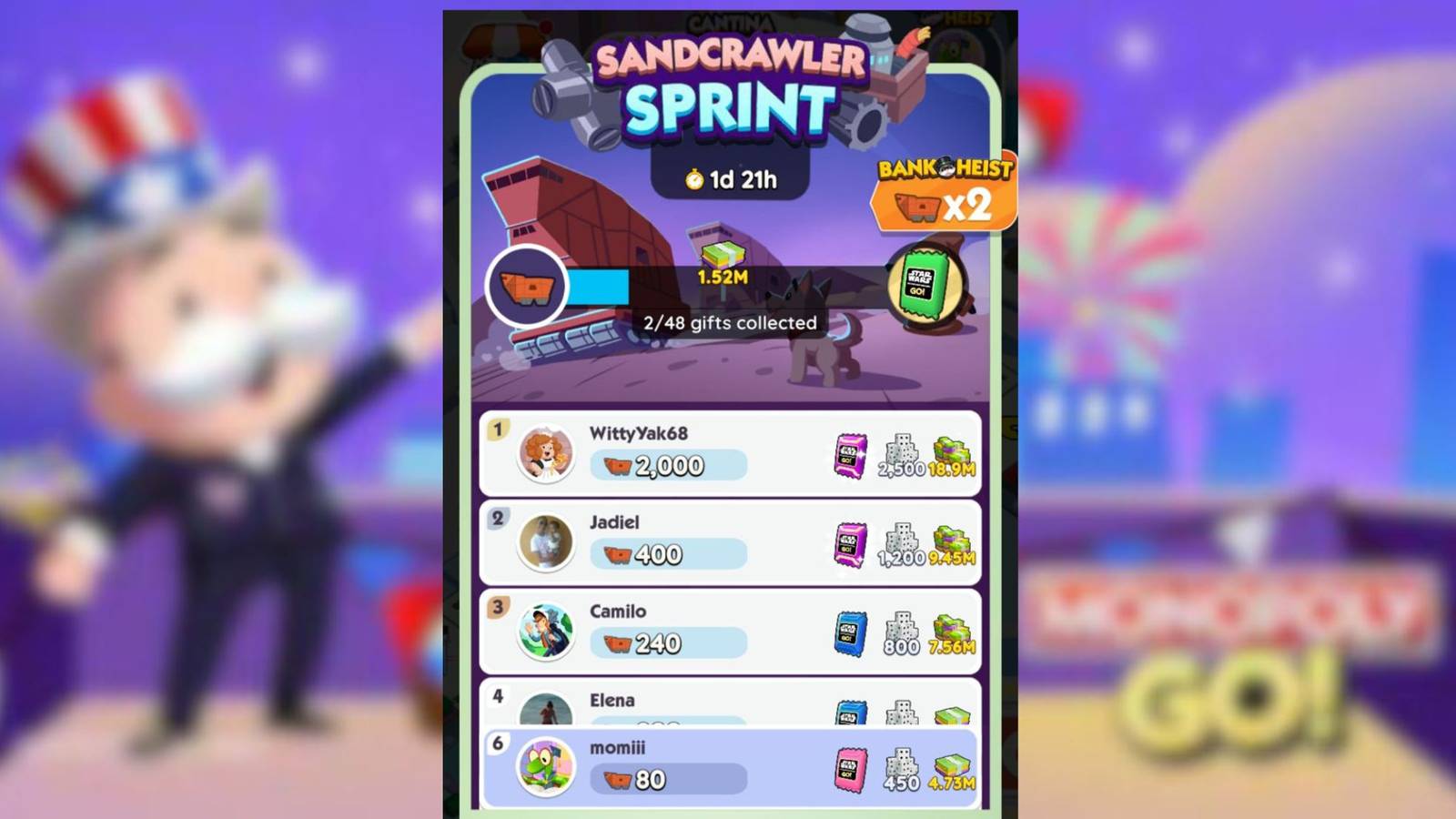 sandcrawler sprint monopoly go