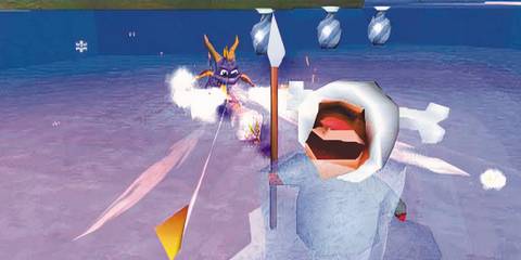 Fighting an enemy in Spyro 2: Ripto's Rage