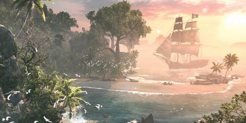 Caribbean Islands with a ship in the background