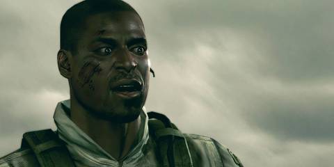 Josh with a shocked look on his face in Resident Evil 5