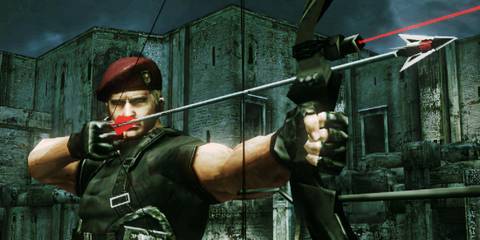 Krauser aiming a bow in a castle