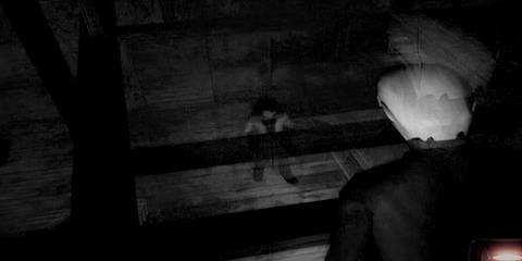 Ghost man looking over at a young girl 