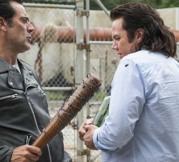 Negan scaring Eugene in The Walking Dead