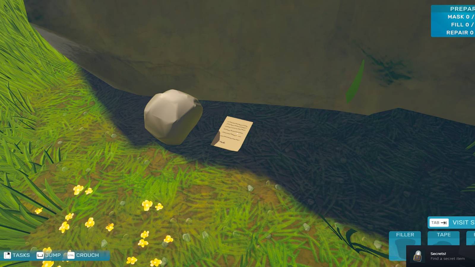 The Player Finding A Letter Under A Rock 