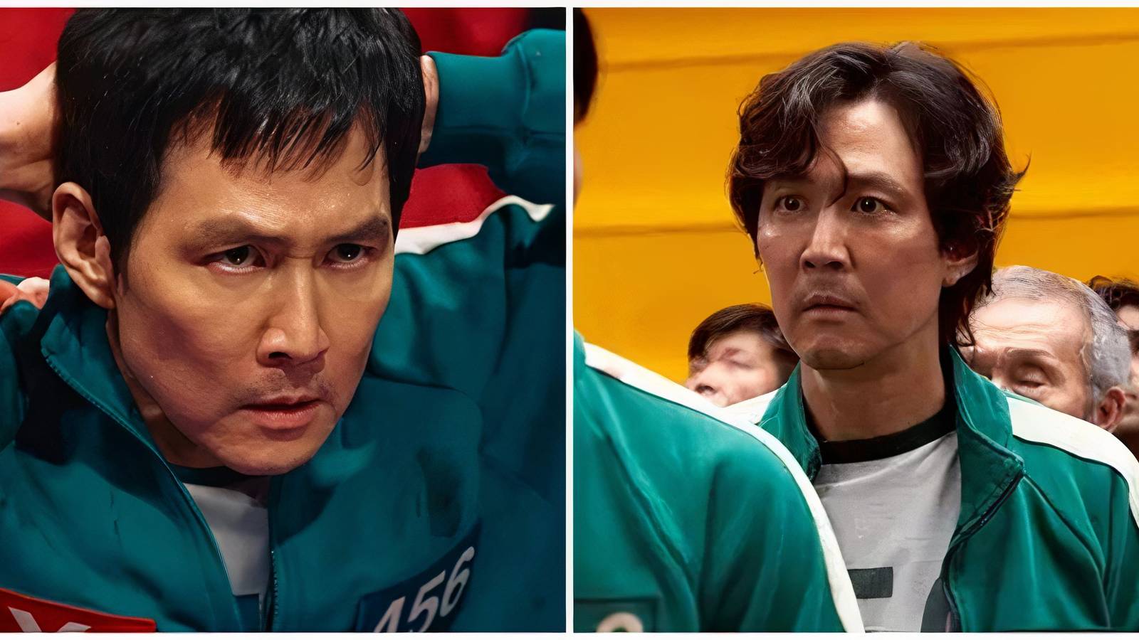 Split image of Seong Gi-hun in season 2 and season 1 in Squid Game