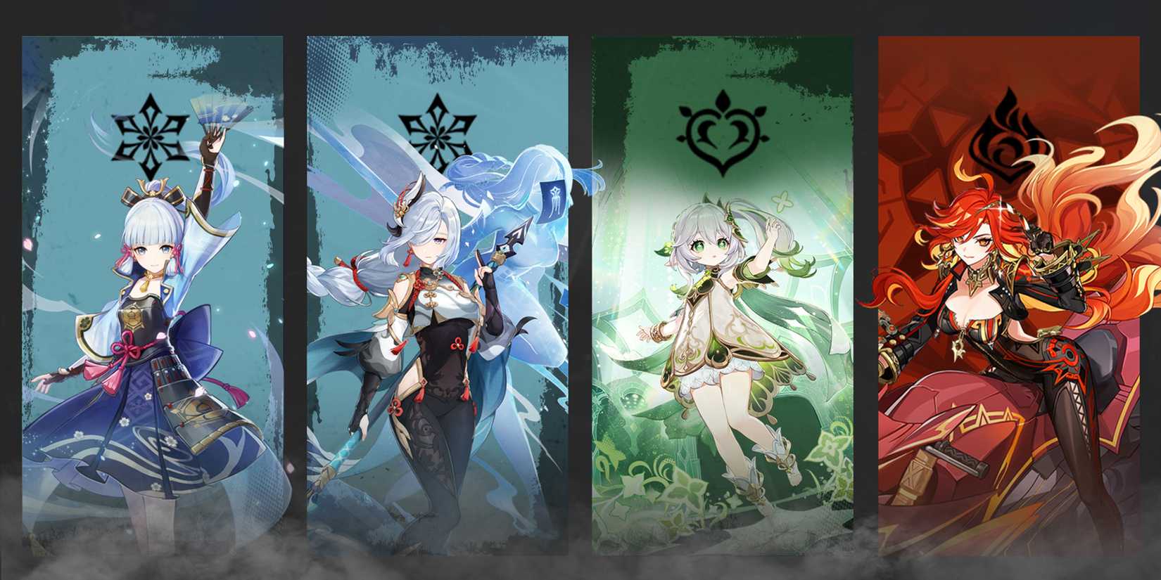 shenhe-nahida-mavuika-and ayaka team composition in genshin impact