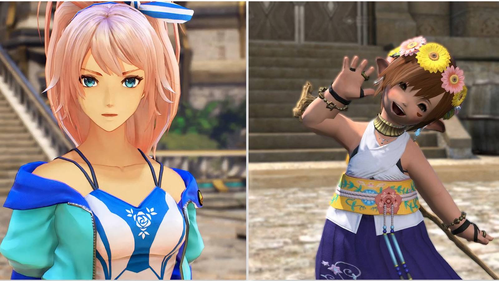 Shionne in Tales Of Arise and Dressing as Yuna in Final Fantasy 14